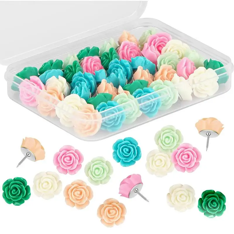 

Flower Push Pins 30pcs Cork Board Tacks Bulletin Board Pins Cute Thumb Tacks For Office School And Personal Use 6 Colors Flower