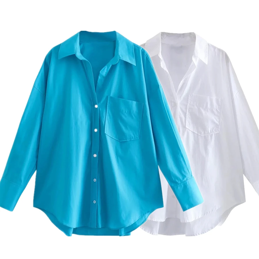 

Withered 2022 England Style High Street Vintage Poplin Cotton Pockets Kimono Shirt Women Long Sleeve Blouse Women Tops