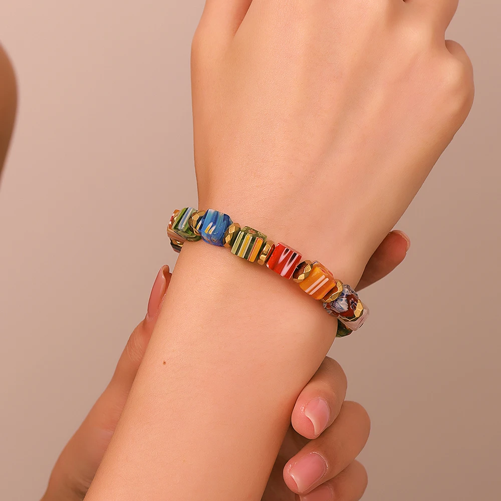 Новый браслет из муранского стекла ручной работы с тысячей цветов модный бисера