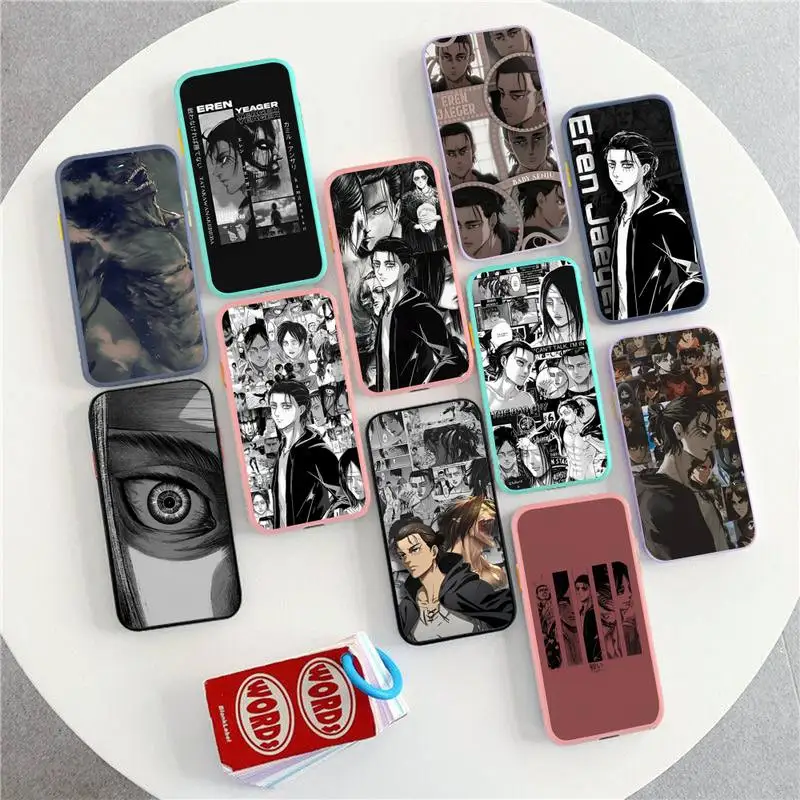 

Eren Yeager A-Attack on T-Titan Anime Phone Case for iPhone X XR XS 7 8 Plus 11 12 13 pro MAX 13mini Translucent Matte Case