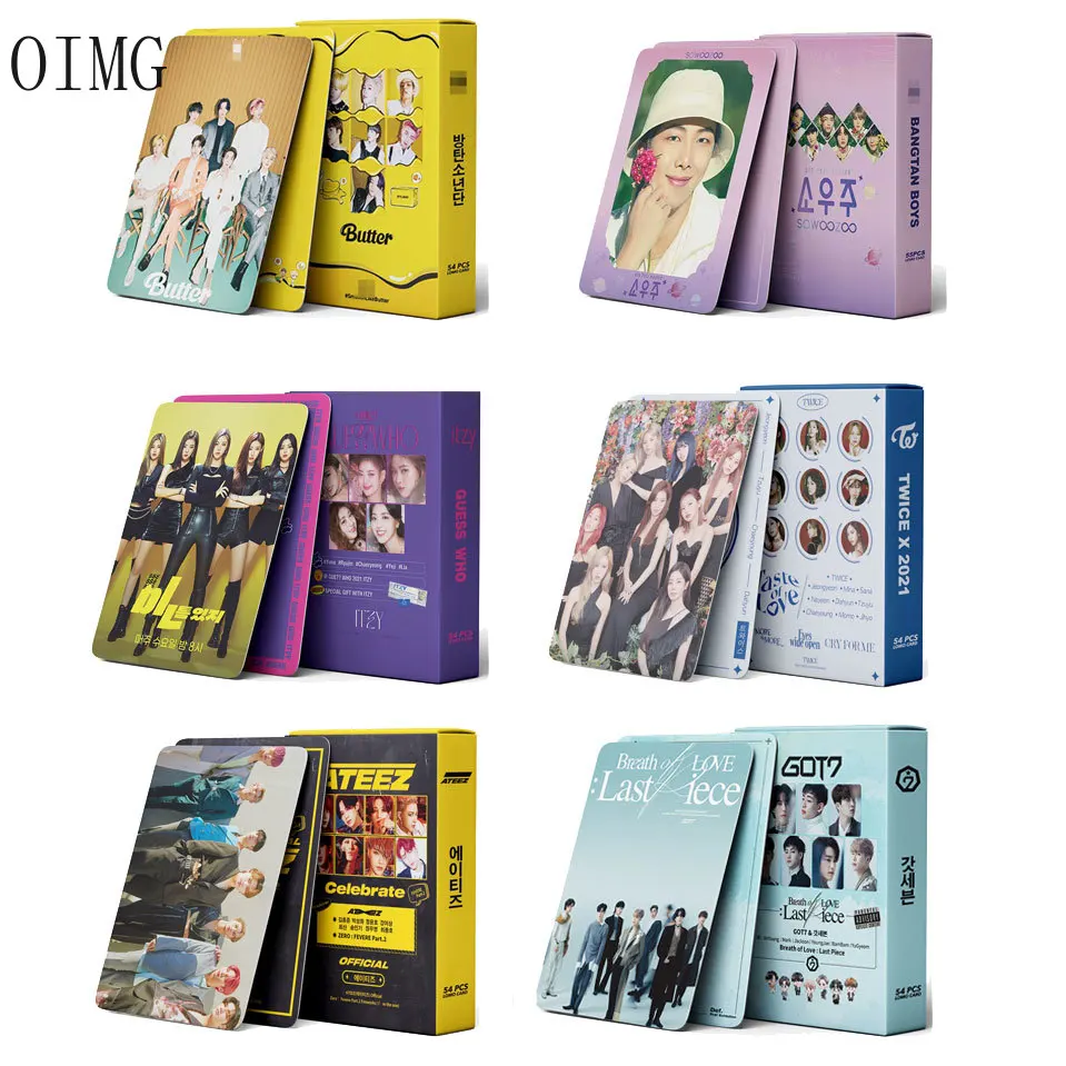 

54PCS Kpop Cards Set Bangtan Boys Twice ITZY ATEEZ Festa GOT7 Postcards Photocards New Album Lomo Card Kpop Boys Girls Fans Gift
