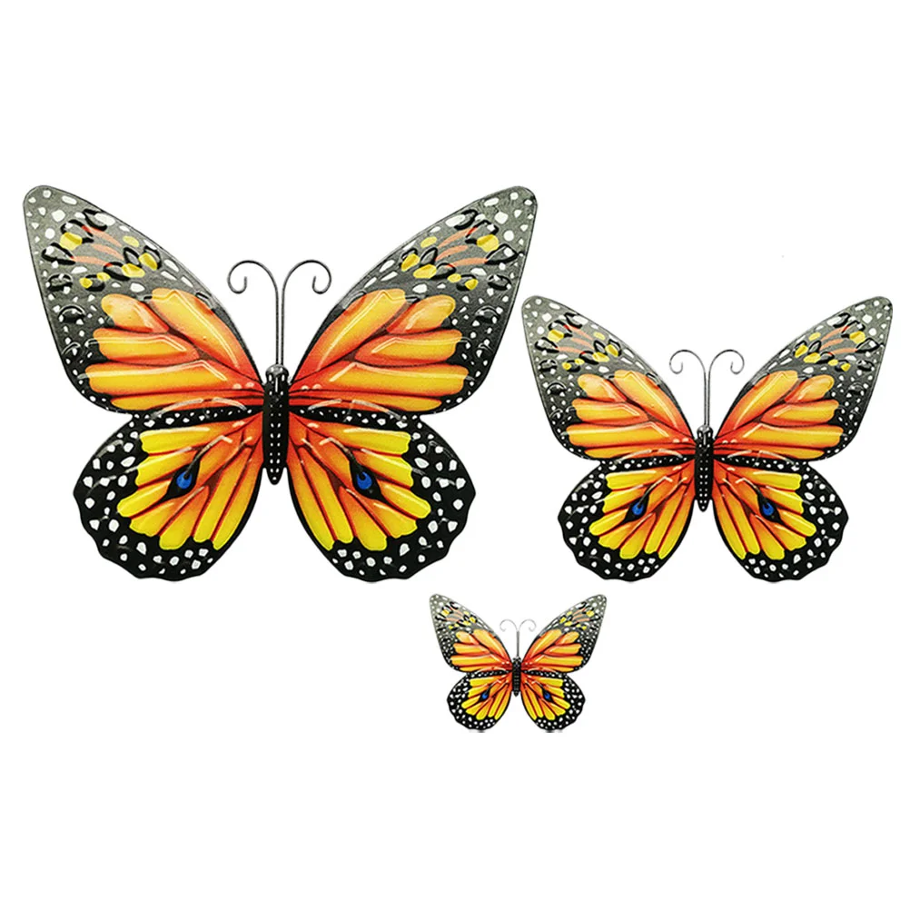 

3 Pcs Bed Room Decor Butterflies Wall Decal DIY Medium Small Childrens Bedroom Pendant Iron Kid