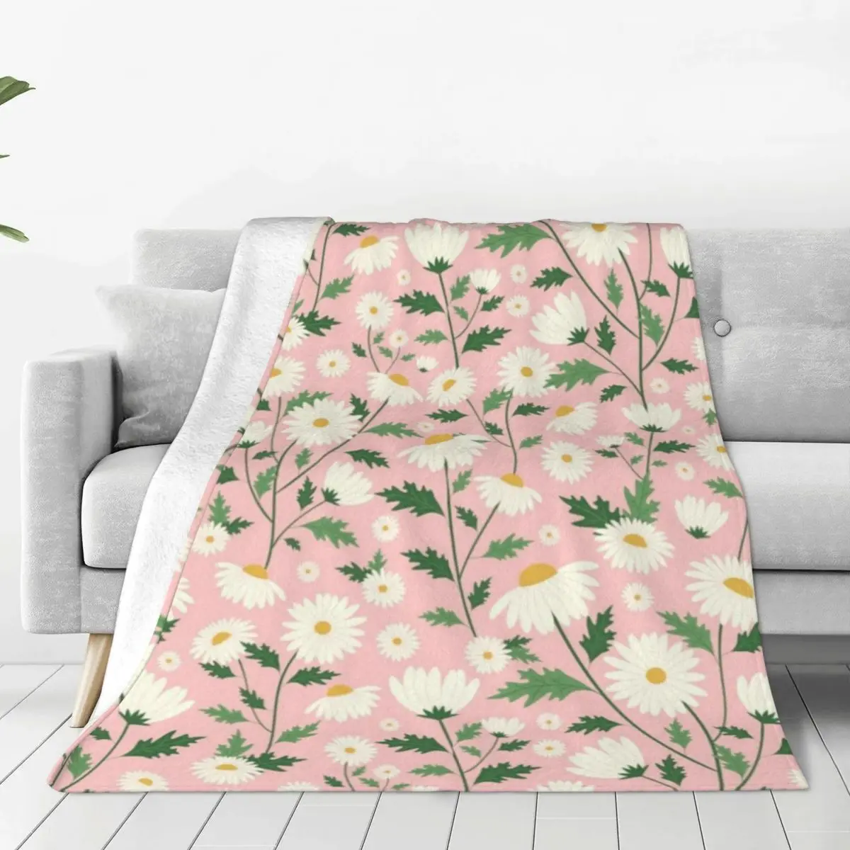 

Floral daisy bedspread bed beach fluffy soft blanket ins wind baby blanket portable Anti-pilling microfiber Windproof blanket