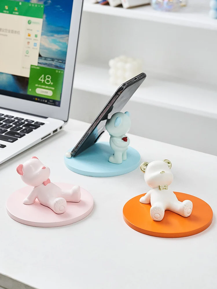 

Nordic Style Lazy Mobile Phone Stand Cute Cartoon Bear Non-slip Desktop Stand Desktop Decorative Accessories Office Decoration
