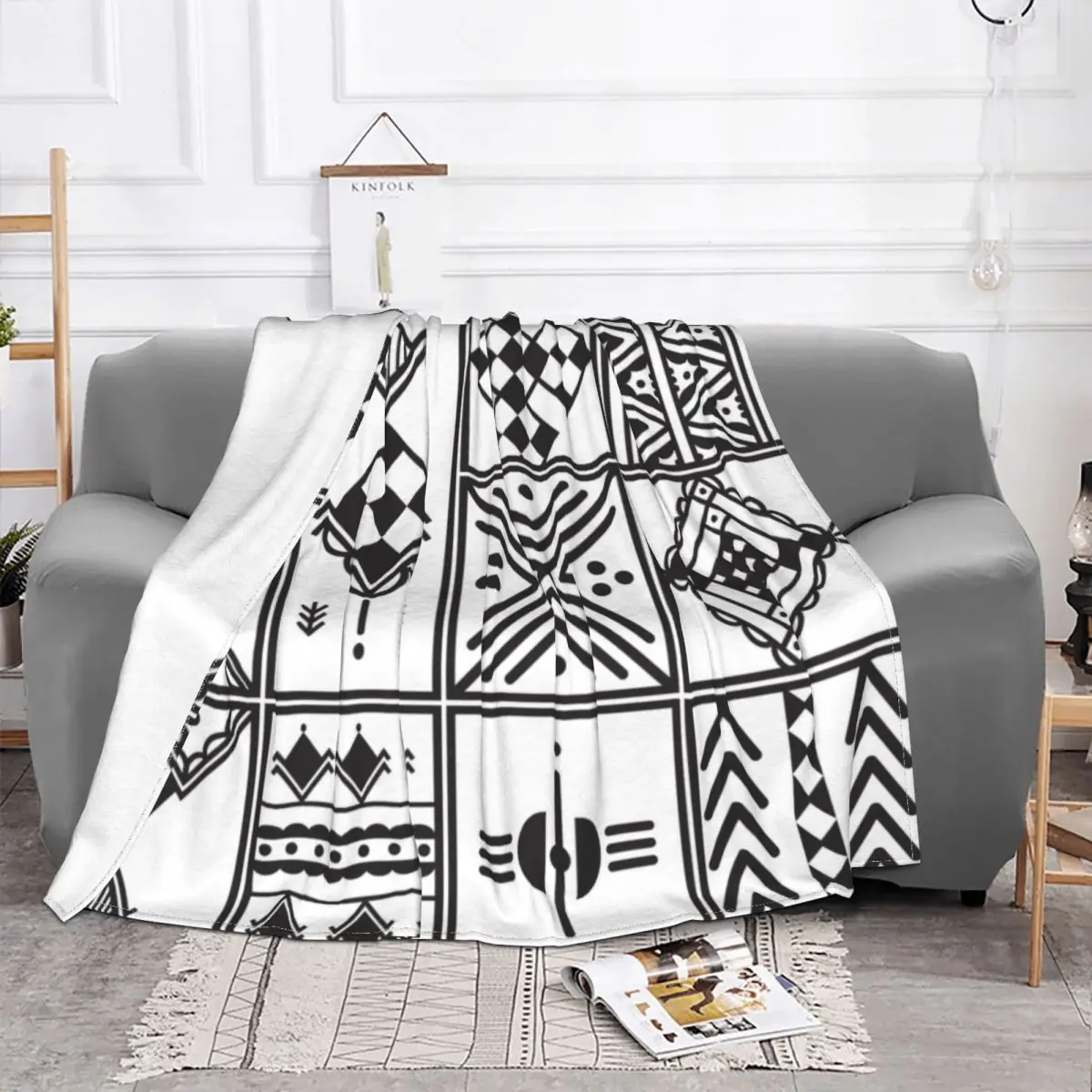 Одеяло с графическим рисунком Kabyle мягкое флисовое теплое фланелевое одеяло в