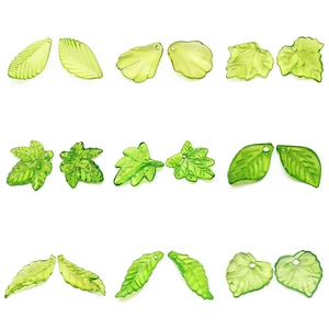 Зеленые прозрачные акриловые бусины в форме листьев 11-41 мм, подвеска, бусина россыпью для изготовления ювелирных изделий своими руками, ожерелья, браслета, амулетные аксессуары