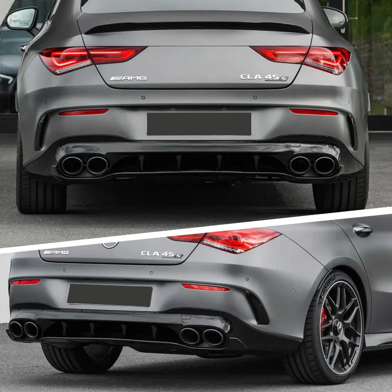 Фото Для Mercedes аксессуары Benz CLA-Class C118 CLA35 CLA45 AMG 2019+ автомобильный задний бампер, спойлер, вентиляционное отверстие, глянцевый черный карбоновый лоу №4