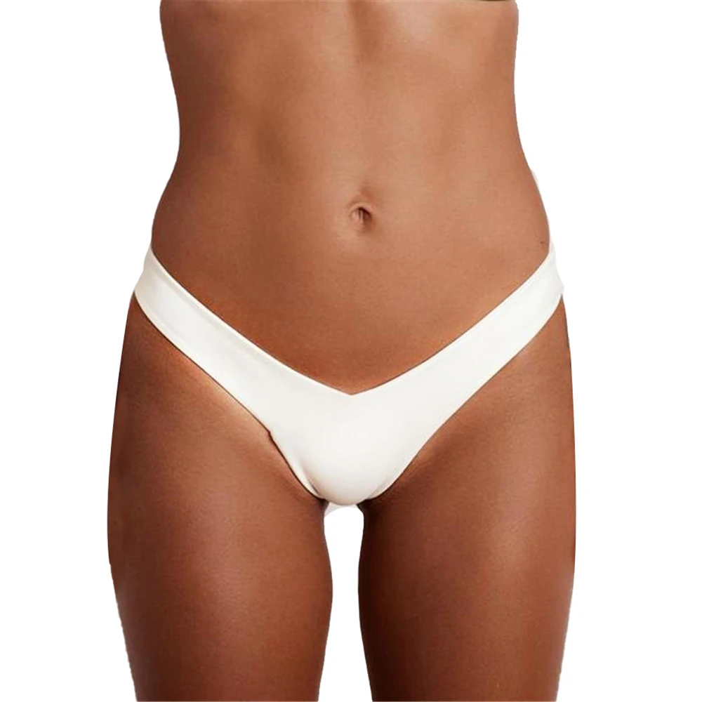 Women Swimwear Sexy Bikini Bottoms Black/white/pink Thong Brazilian Cheeky Deep V High Waist Swimsuit Biquini Plus size