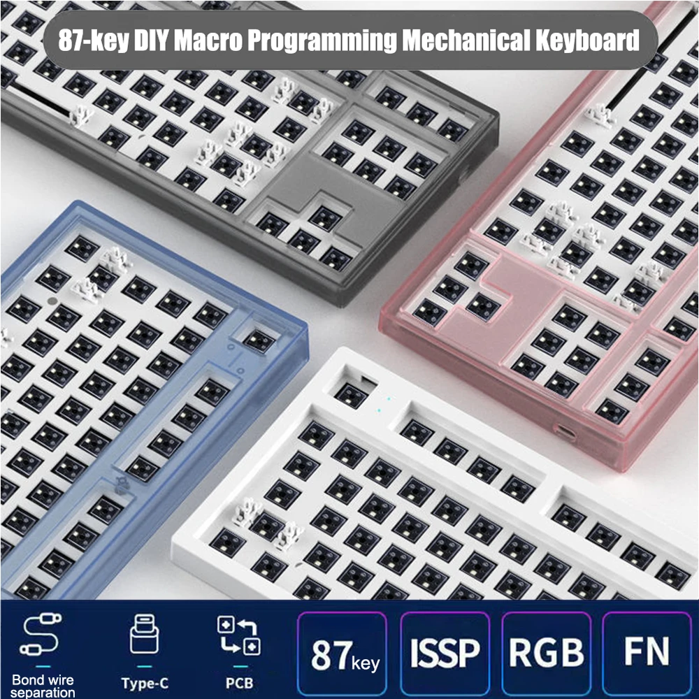 

Механическая клавиатура со светодиодной RGB-подсветкой для Flesports MK870, программируемая клавиатура с горячей заменой, DIY Type-C FL.CMMK, спутный вал, комплект для ПК