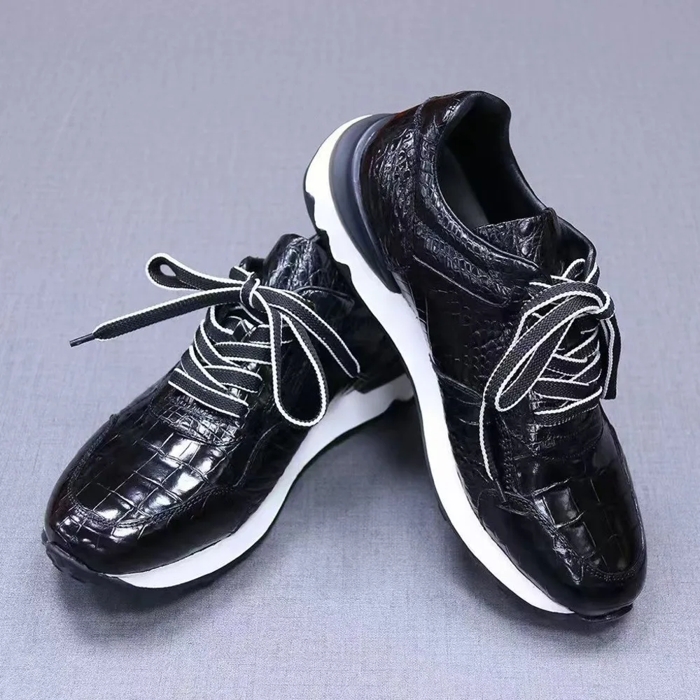

Autumn New Men's Crocodile Leather Genuine Sneakers Foam Outsole Man Luxury Shoes Designers Wear-resistant Leather Casual Shoes