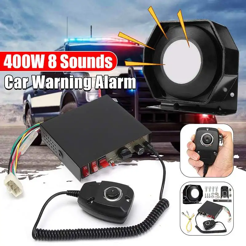 

Car Horn Loud Multipurpose Speaker Car Warning Alarm Police Siren Air Horn 12V 400W Multi-tone & Claxon Horns Alarm Emergency