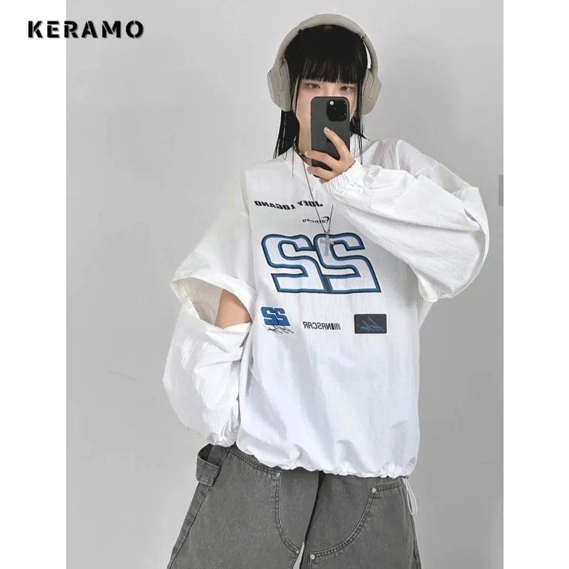 Женская футболка с длинным рукавом повседневная ажурная буквенным принтом