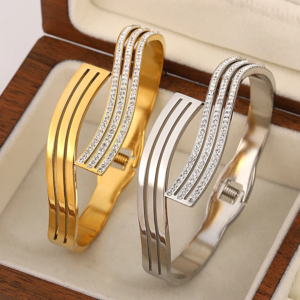 Freetry Браслет-манжета высококлассная модель инкрустированный металлический