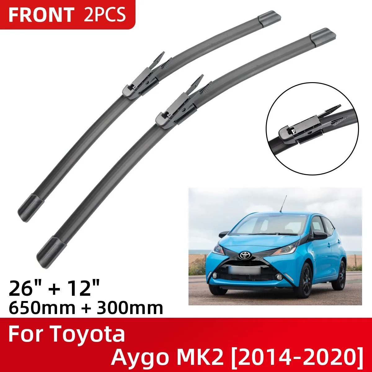 

Front Wiper Blades For Toyota Aygo MK2 2014-2020 Windshield Windscreen Window 26"+12" 2014 2015 2016 2017 2018 2019 2020