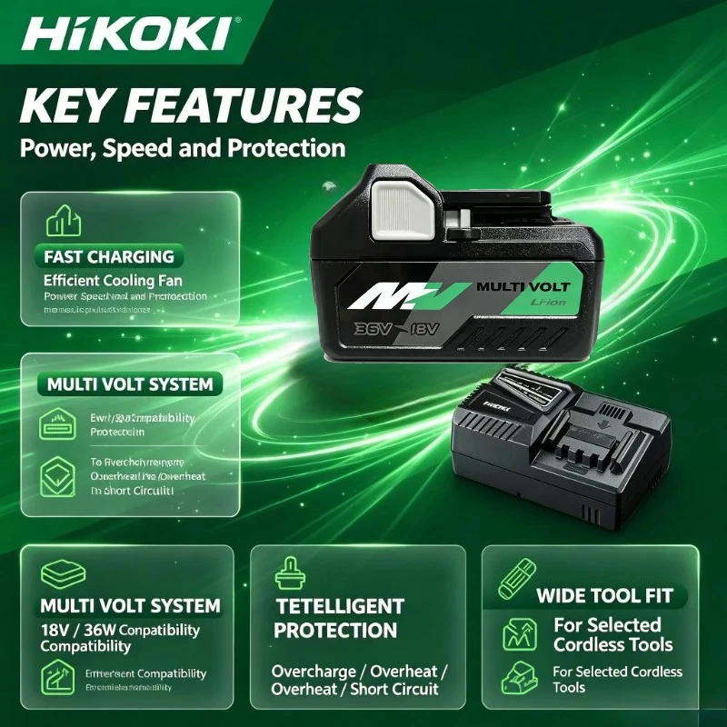 Фото Оригинальный аккумулятор Hitachi HiKOKI MultiVolt 18В/36В 4.0Ач/8.0Ач BSL3640MVT BSL36B18 BSL1850 для ударного гайковерта WR18DBDL №3