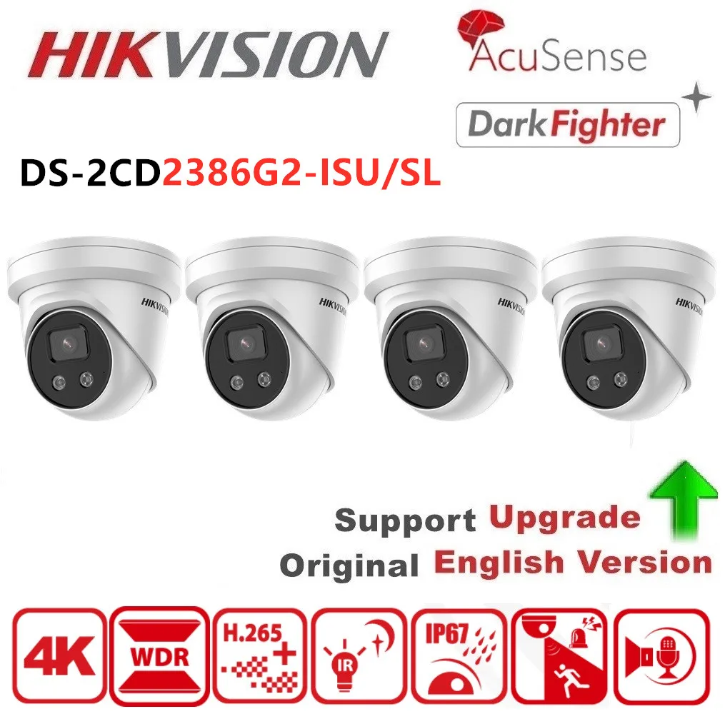 

Hikvision 8MP IP-камера 4K AcuSense DS-2CD2386G2-ISU/SL DarkFighter встроенный микрофон и динамик CCTV купольная видеокамера 4 шт.