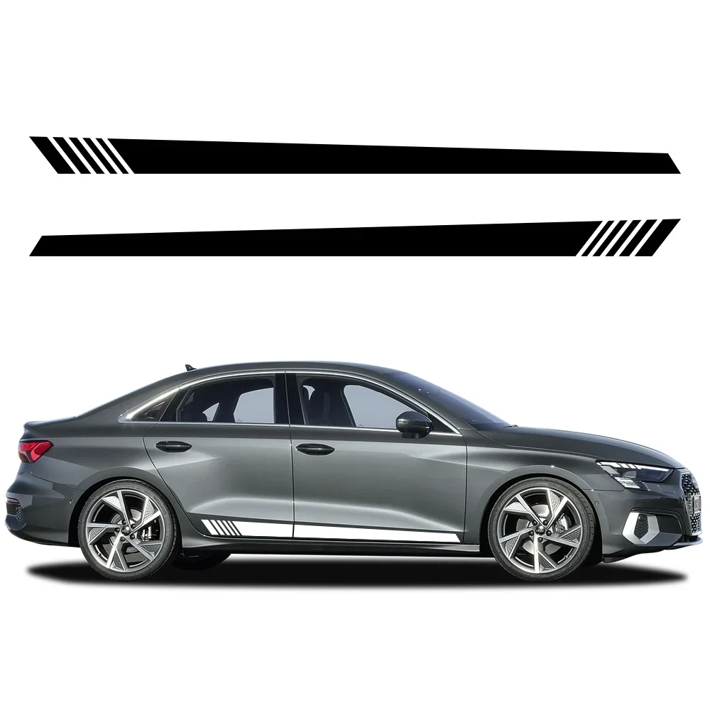 2 Упаковки Виниловых Автомобильных Боковых Наклеек В Полоску Для Audi A3 8p 8v 8l 8y S3 Rs3
