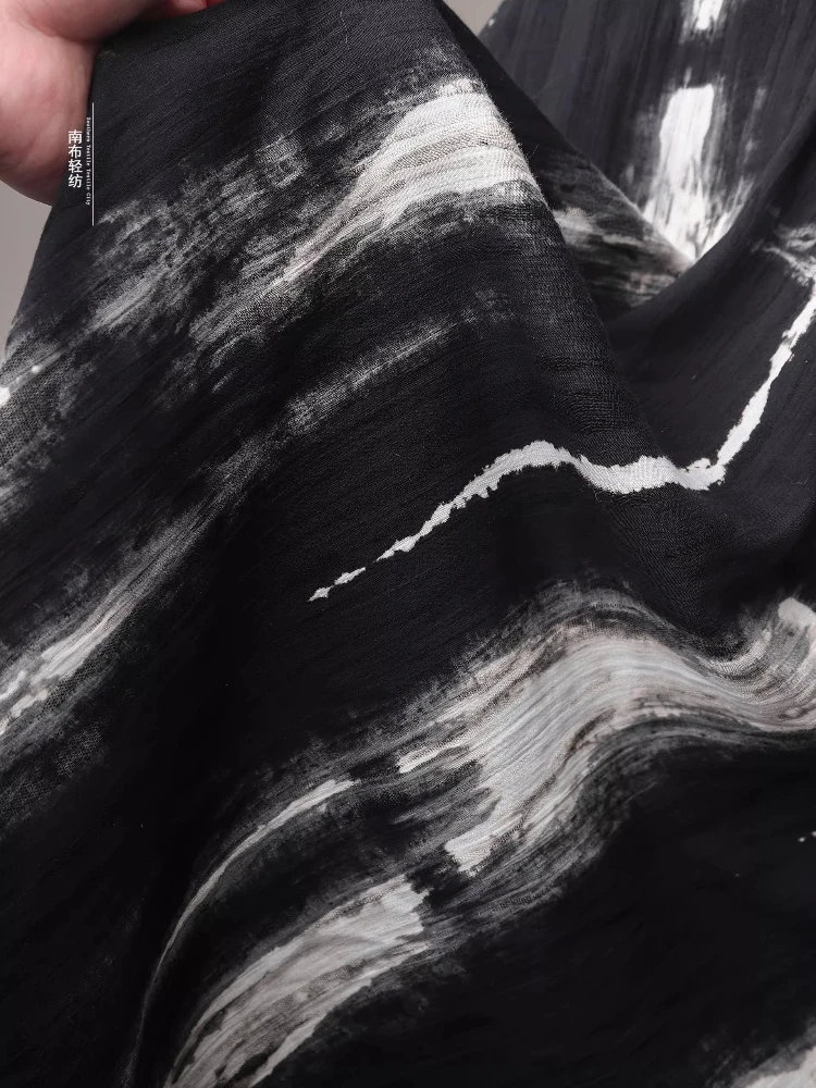 Фото Винтажная хлопчатобумажная ткань Black Tie Dye для стираной, чтобы сделать старую верхнюю одежду, платье, дизайнерскую ткань, шитье своими руками по дворам №4