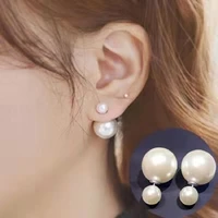 2022 new womens earrings delicate two sided pearl ear stud earrings for women bijoux korean boucle girl gifts jewelry wholesale