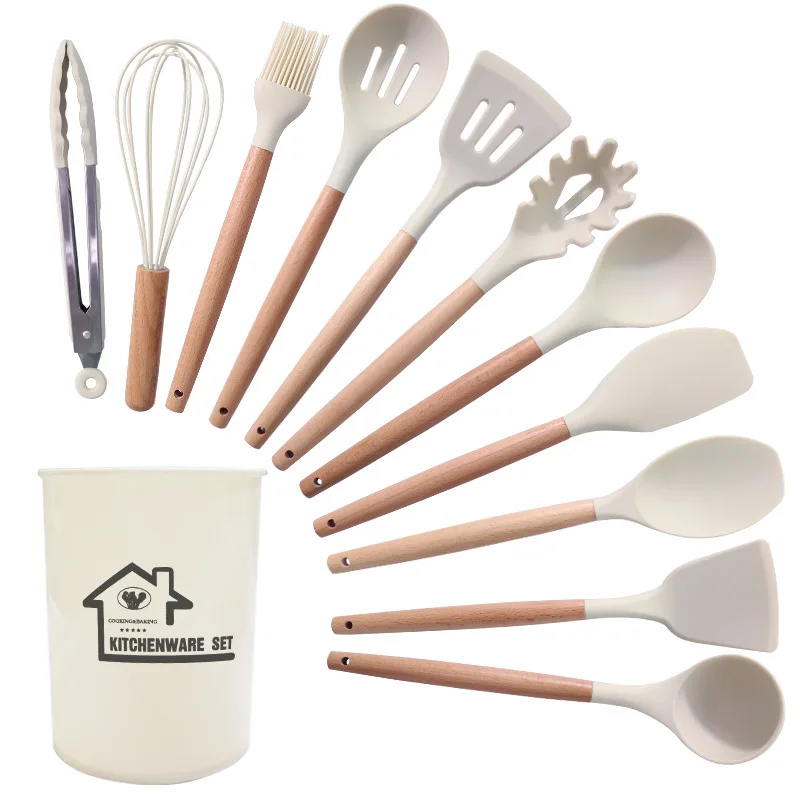 

12pcs Cooking Tool Sets Non-toxic Cooking Baking Kitchen Tools Utensils Silicone Shovel Spoon Scraper Brush Spade Whisk Turner