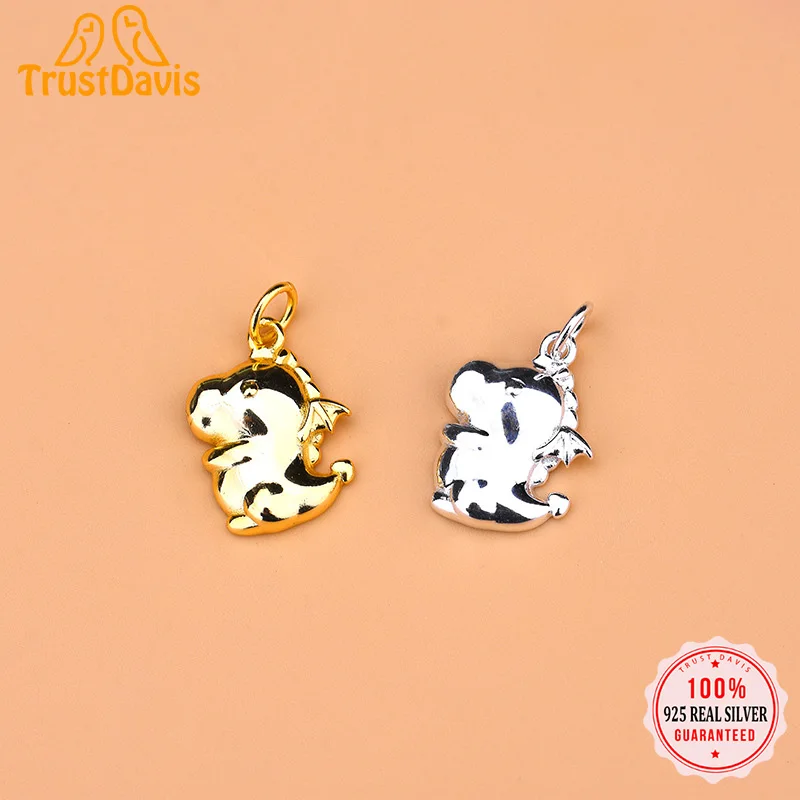 

TrustDavis настоящий кулон из серебра 925 пробы ручной работы DIY ожерелье с животным маленьким динозавром аксессуары изысканные ювелирные издели...