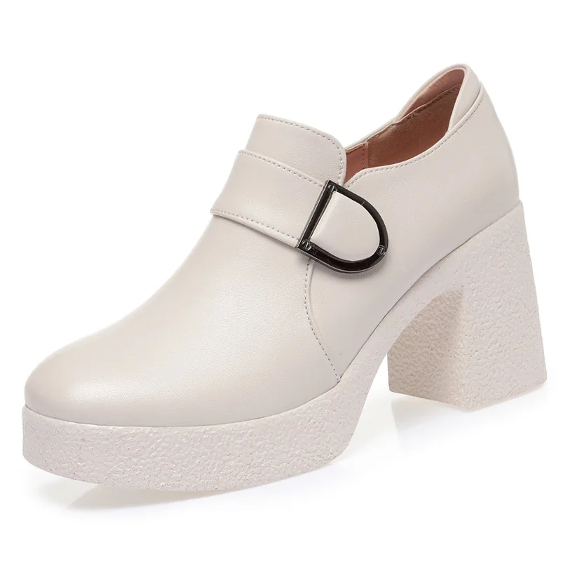 CICIYANG Women Dress Shoes Large Size 2023 Spring New Genuine Leather Women 8m High Heels Platform Office Shoes Ladies Handmade