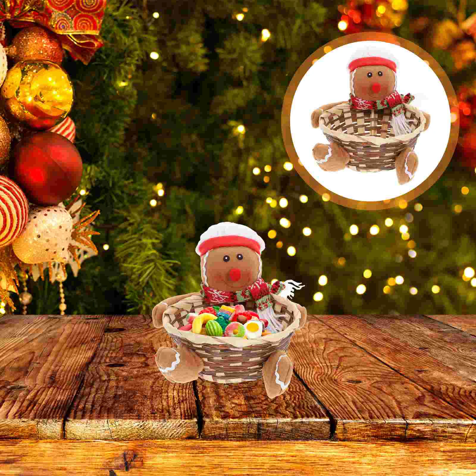 

Christmas Candybowl Fruit Basket Woven Baskets Snowmanornament Boxes Gingerbread Tray Snack Box Gift Jar Rattan Dis Decoration