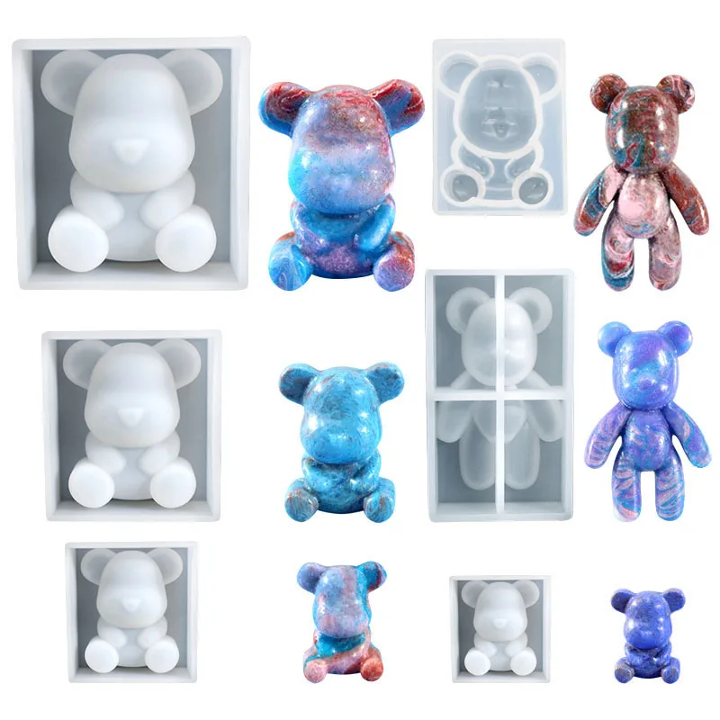 

Silicone Mold Bear for Resin Collage Crystal Stones Diamond Gem Faceted Gemstone Epoxy Crystals Clear Casting DIY Making Molds