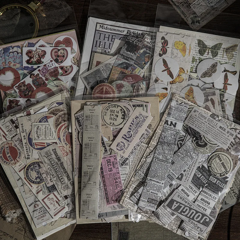 

166pcs/pack Vintage Memo Pads Retro Flower Butterfly Material Paper for Scrapbooking Cards Journaling DIY Retro Materials Paper