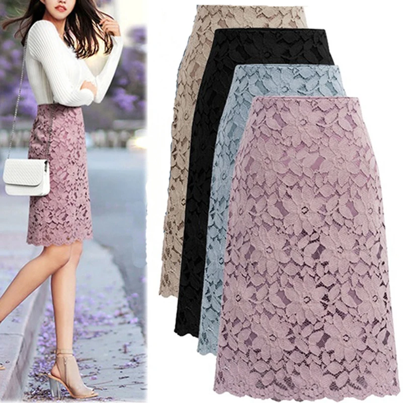 

Women Skirt Summer Lace Elegant Office Skirts Womens Pencil Bandage Skirt For Women Skirts Knee-length High Waist 2022