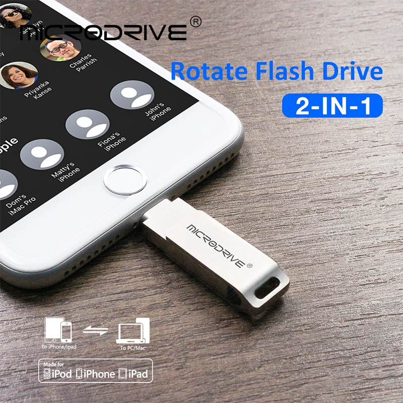 Металлический USB флеш-накопитель 2 в 1 128 ГБ OTG 32 64 Usb 3 0 флэш-диск для iPhone X/8 Plus/8/7 Plus