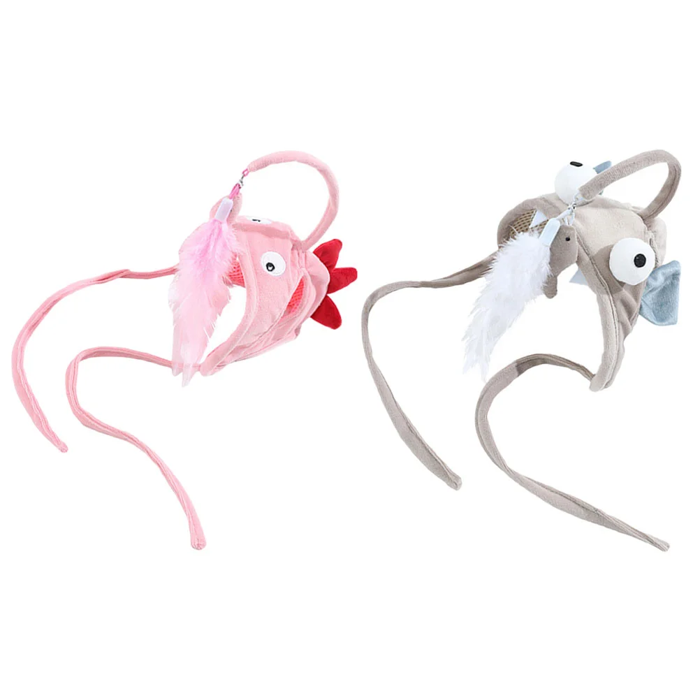 

Cat Toy Toys Teaser Hat Wand Teasing Interactive Head Kitten Stick Cats Indoor Pet Wearing Costume Funny Headgear Hats Diversion