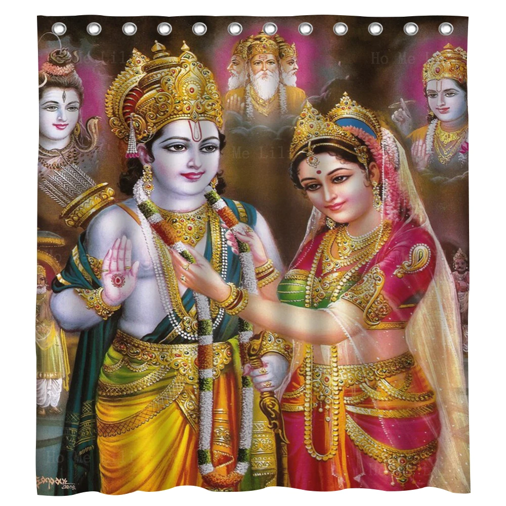 

Hindu God Vishnu Radhe Krishna On Swing Lord Rama Jhula Love Painting Waterproof Shower Curtain By Ho Me Lili For Bath Decor