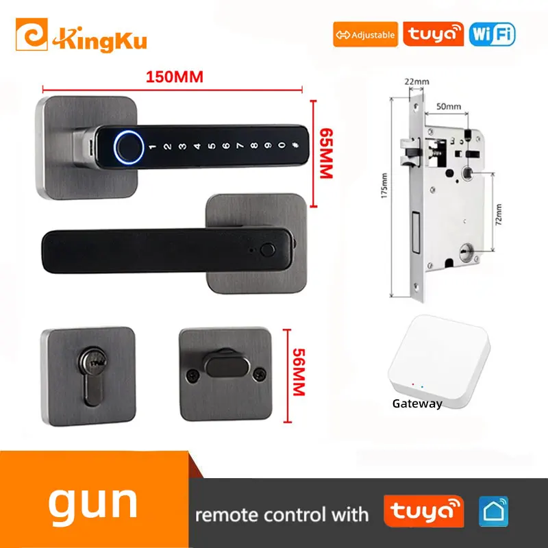 

Умная дверная ручка Kingku с дистанционной разблокировкой по отпечатку пальца, пароль, цифровой замок, приложение Tuya, БЕСКЛЮЧЕВОЙ вход для межкомнатных дверей