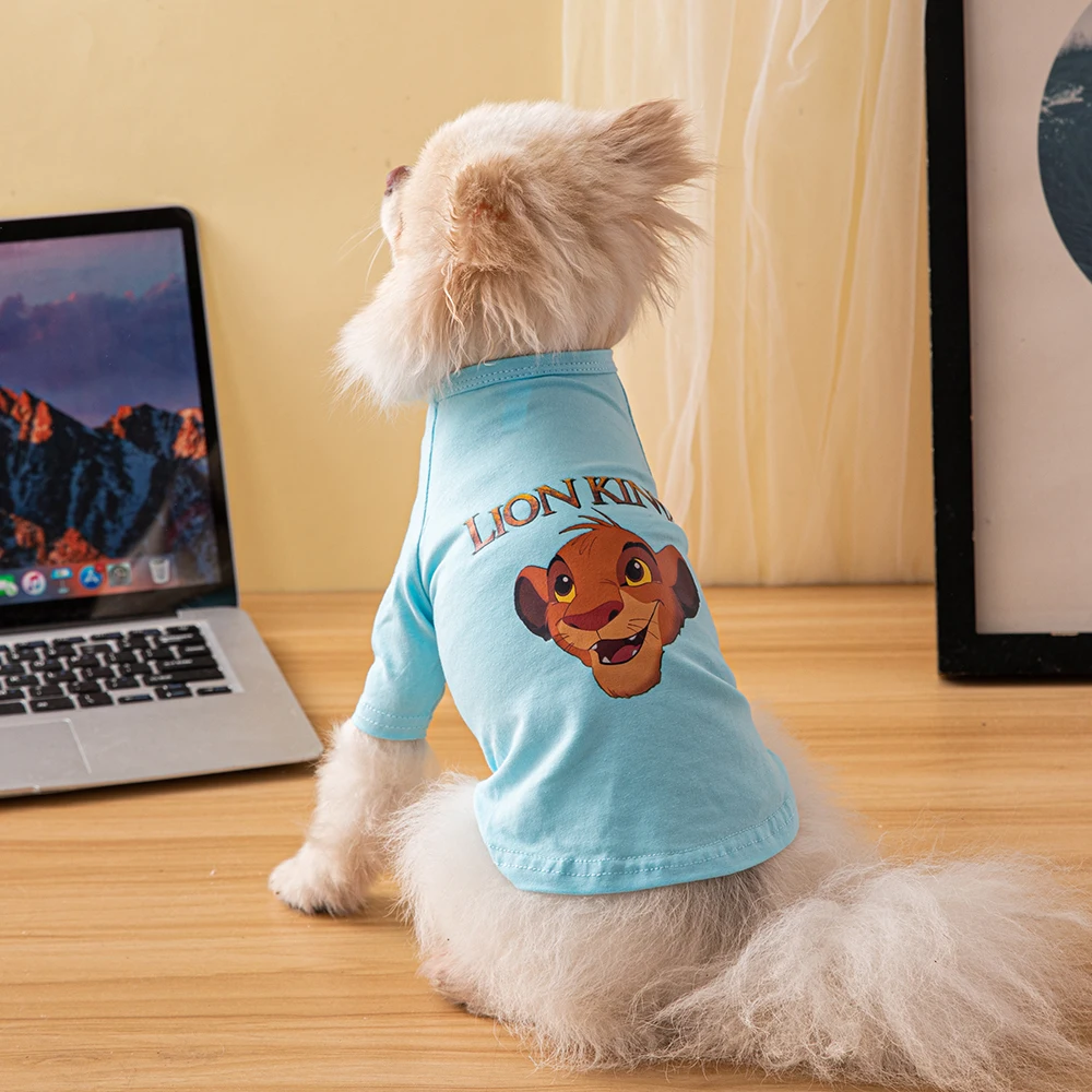 

Disney Summer 100% Cotton Dog Clothes Fashion Cartoon Printed Pet Clothes Outdoor Dog T-Shirts Designer Dog Clothes Schnauzer