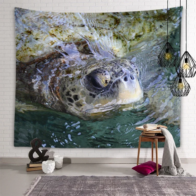 Милый гобелен с черепахой подводный мир фон настенное художественное украшение