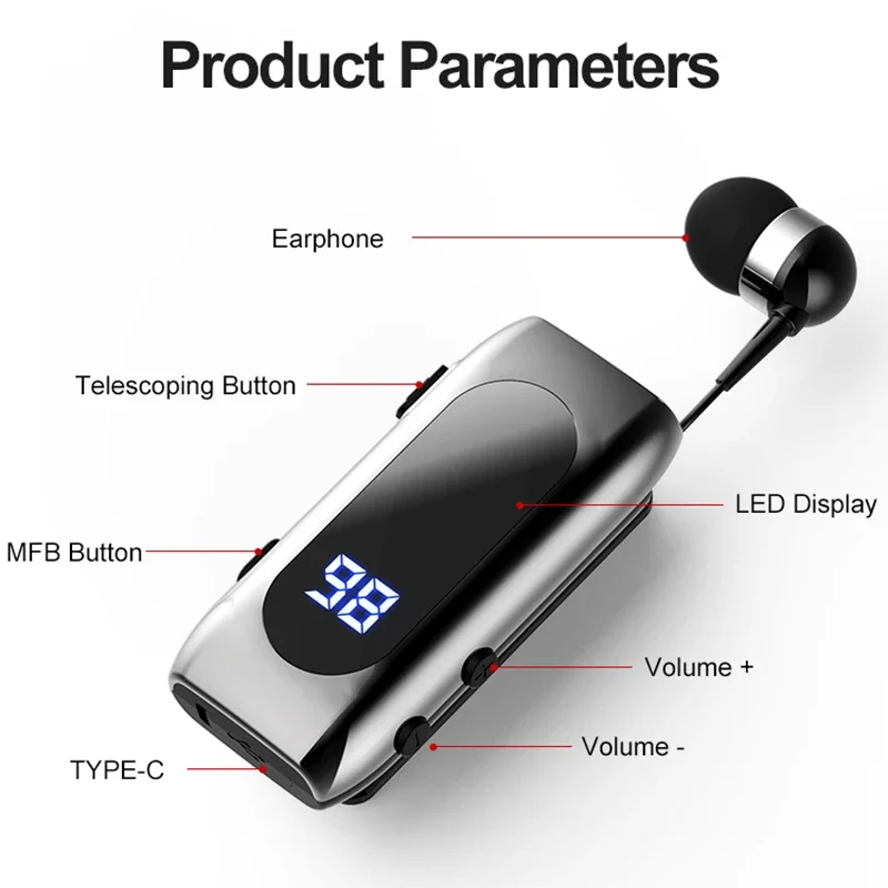 K55 Lavalier Business Bluetooth 5.2 Наушники Разговорное Время музыки 20 часов, светодиодный цифровой дисплей, беспроводные наушники с шумоподавлением (art.: 3920cd9633ef3) - 3920cd9633ef3