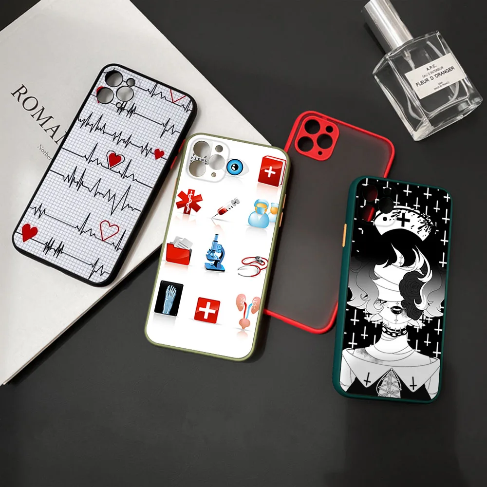 Полупрозрачный чехол для телефона iPhone 16 15 14 7 8 Plus 13 12 11 Pro Max X XR XS SE мини-медсестра