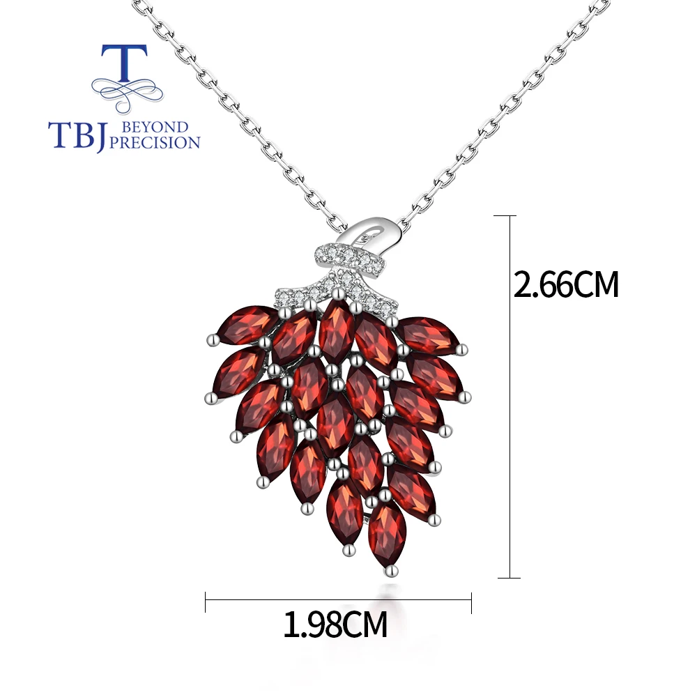 Женское Ожерелье с красным гранатом из серебра 925 пробы