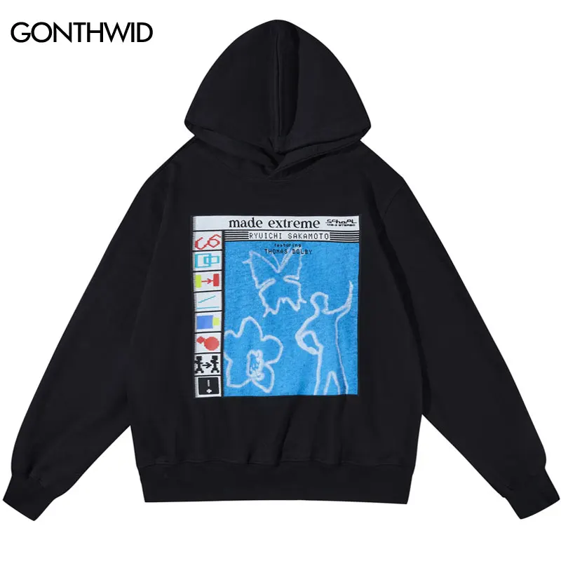 

Толстовка с капюшоном в стиле хип-хоп, уличная одежда, свитшот с абстрактным графическим принтом в стиле Харадзюку, пуловер в готическом стиле, 2023, Модные свободные толстовки, топы