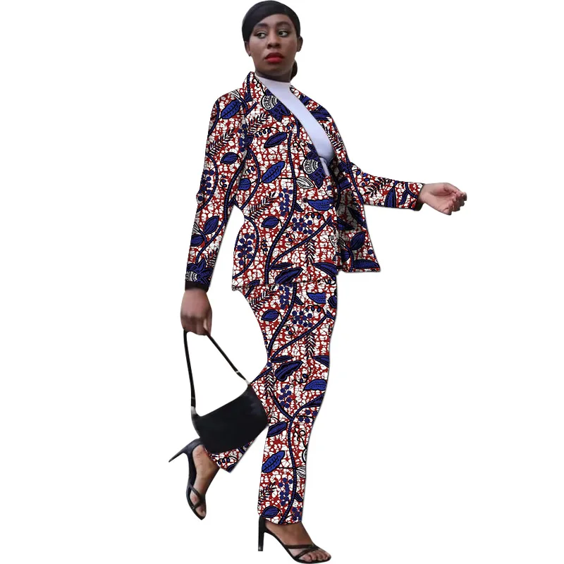 European/American Fashion African Print Women's Suit Casual Blazers With Straight Pants Female Ankara Party Outfits