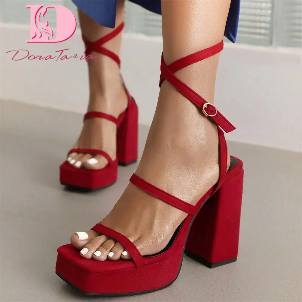 

Luxury Brand Design Female Thick High Heels Sandals Fashion Square Toe Platform Sanals Women Party Sexy Summer Woman Shoes