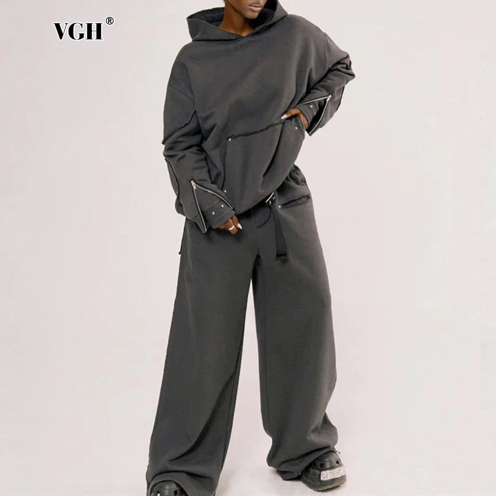 Уличная одежда VGH однотонные комплекты из двух предметов для женщин топы с