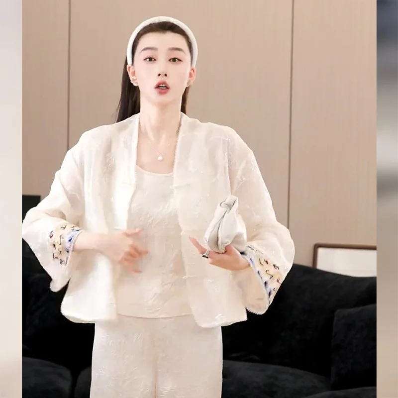 Новые китайские рубашки из белой органзы новинка 2024 женский летний маленький