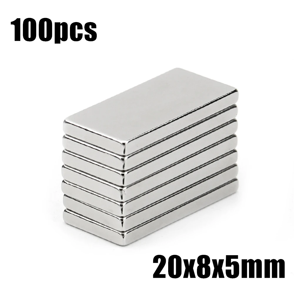

100 шт., неодимовые магниты, 20x8x5 мм