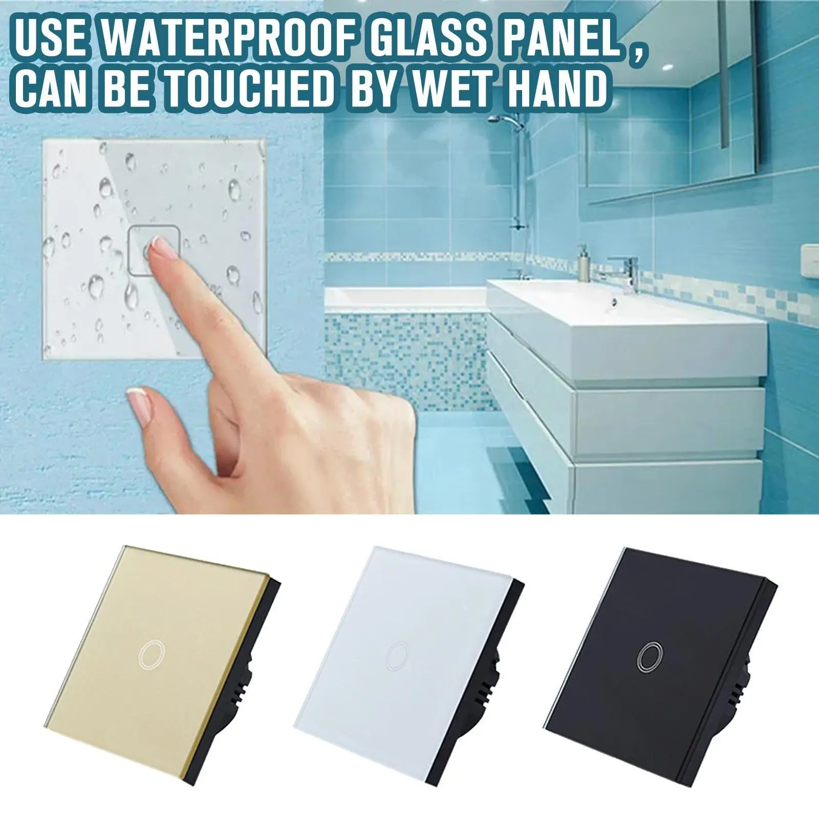 

Wall Switch 220V EU Standard Tempered Crystal Power Sensor 1 Panel Gang Switches Way Glass Light Waterproof 1/2/3 D1X7