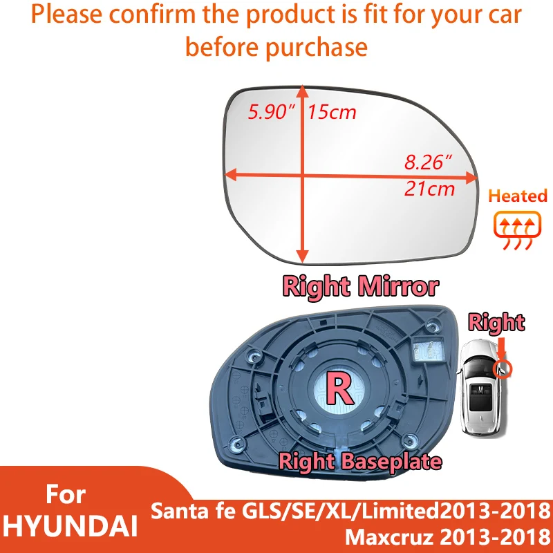 

Левое и правое внешнее зеркало заднего вида для Hyundai Maxcruz/SANTA FE GLS XL 2013 2014 2015 2016 2017 2018 с подогревом 87611/21-B8030
