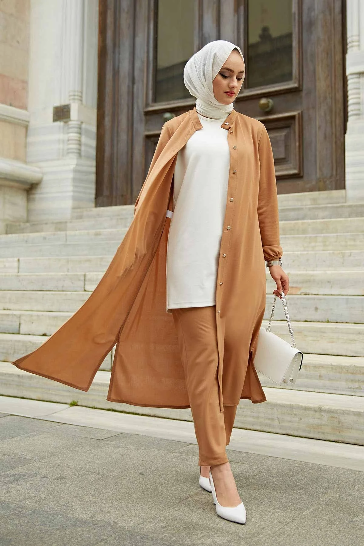 Женский классический двойной костюм хиджаб комбин нижний верх мусул�
