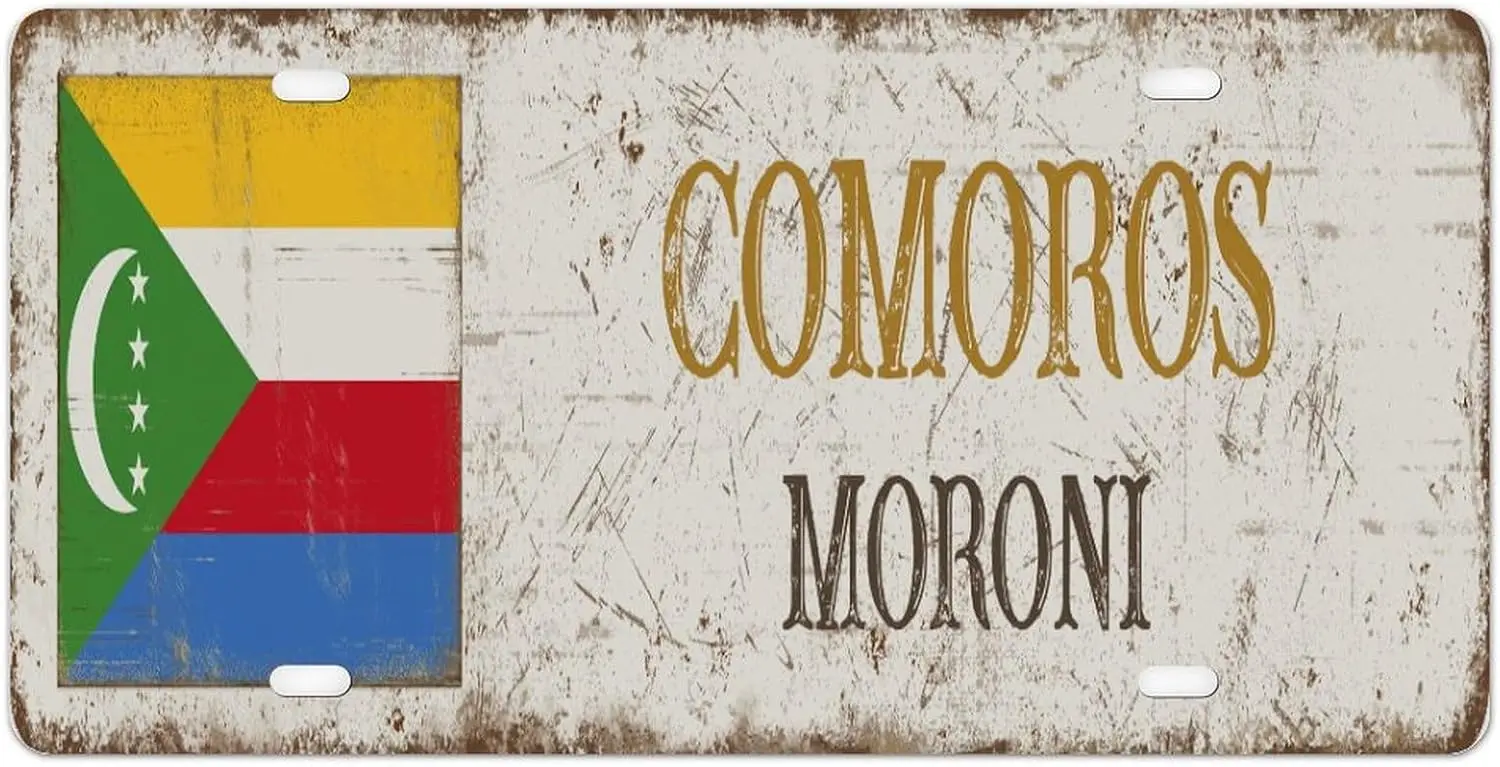 Фото u1, Металлическая жестяная вывеска Comoros Moroni Персонализированная передняя жестяная вывеска Коморы Автомобильные бирки Новинка Переднего грузовика; Жестяная вывеска автомобиля 6x12 дюймов Ne №1