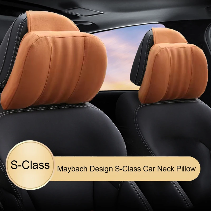 

High Quality Memory Foam Car Headrest Pillow S-Class Soft Pillow Suede Fabric Comfortable Neck Pillow Seat Cushions Support